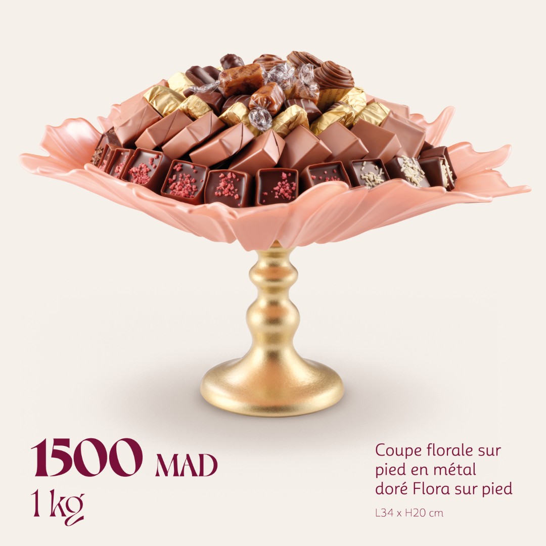 Coupe florale sur pied en métal doré Flora sur pied